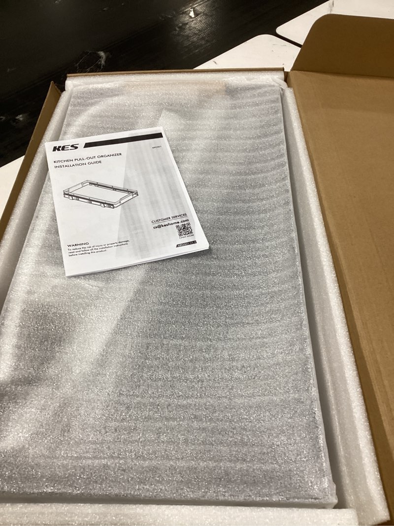 Condition photo showing New/Like New for Kitstorack Under Sink Organizer, 2 Tier Under the Sink Storage, Slide out Pull out Cabinet Organizer Shelf, Metal Sliding Drawer for Kitchen Bathroom Pantry Closet Organization Rack, Black, 2 Pack Black 2 Pack