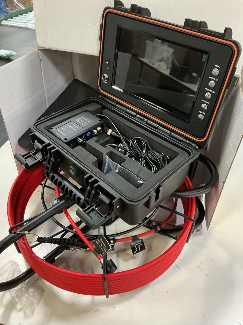 Condition photo showing Good Condition for hbuds 9'' sewer camera self leveling, 7mm fiberglass cable, length marker, 5100mah, ips screen, hd 1080p with dvr - 32gb, ip68 sewer scope pipe drain plumbing inspection cameras borescope snake-100ft 100ft/30m