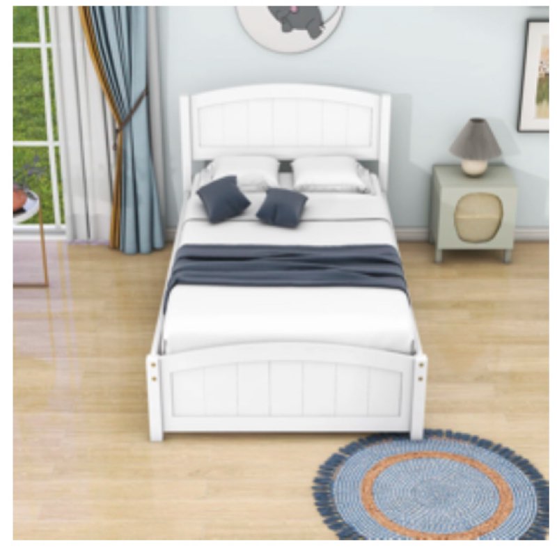 twin size wood platform bed with two drawers