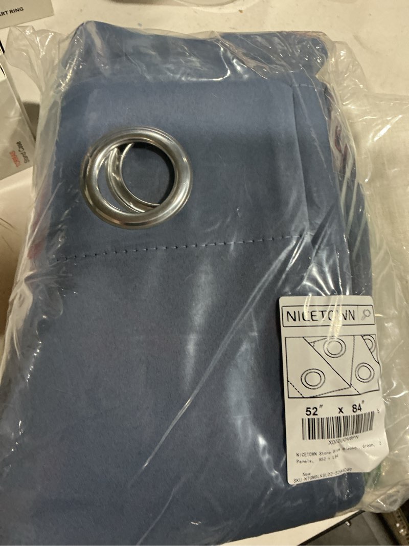 Condition photo showing Good Condition for nicetown stone blue blackout curtains for living room 84 inches long - thermal insulated grommet room darkening window treatments sound reducing drapes for bedroom, 2 panels, w52 x l84