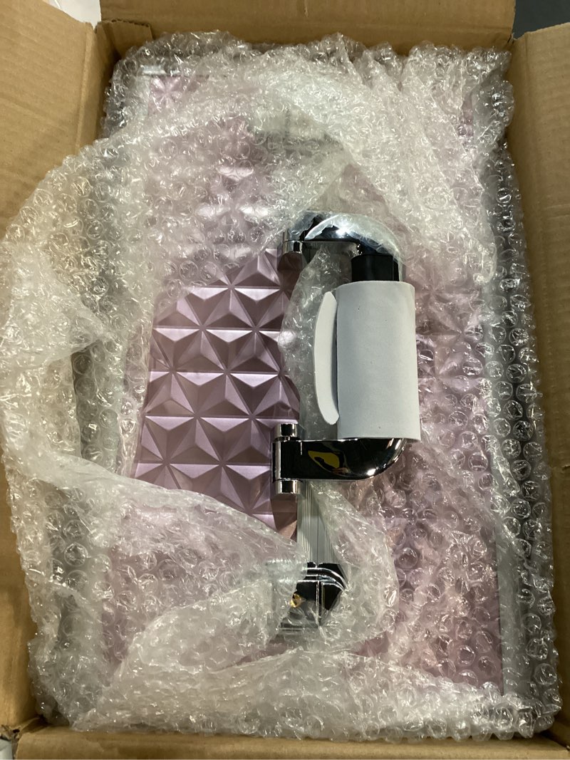 Condition photo showing New/Like New for Joligrace Makeup Train Case Professional Cosmetic Organizer Aluminum Storage Box with 4 Adjustable Dividers Trays Lockable Portable with Shoulder Strap Neutral Pink