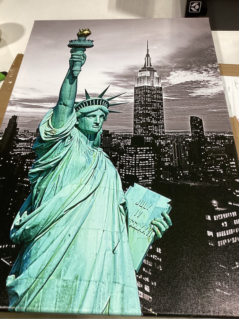 Condition photo showing New/Like New for vanseeing new york city canvas prints wall art - statue of liberty with building pictures modern cityscape artwork wall decor for office hallway bedroom home 16x24inch