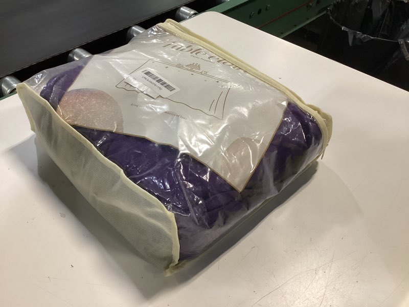 Condition photo showing New/Like New for wish care 2 pack dark purple spandex table clothes for 6 foot rectangle tables, 6ft wrinkle free fitted tablecloths ruffles design table cover for party, banquet, wedding and events 6ft-2 pack dark purple