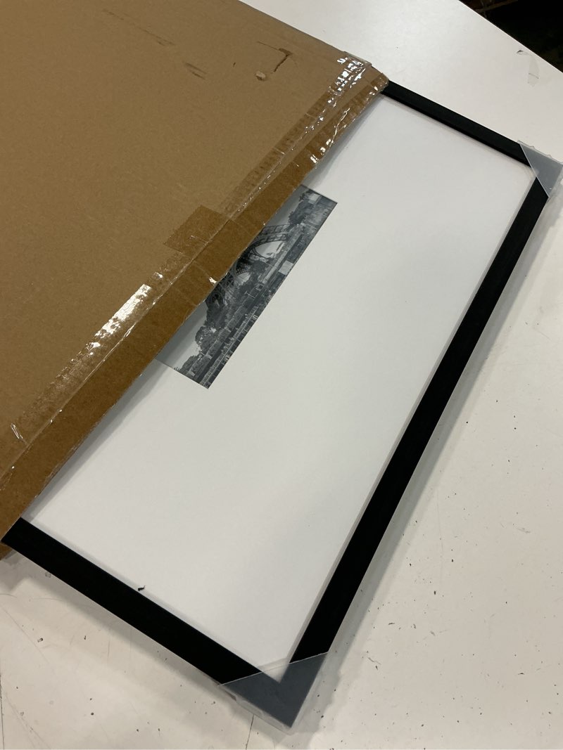 Condition photo showing Good Condition for upsimples 18x18 picture frame, display pictures 8x8 with mat or 18 x 18 without, wall hanging square frames, black, 1 pack black 18x18