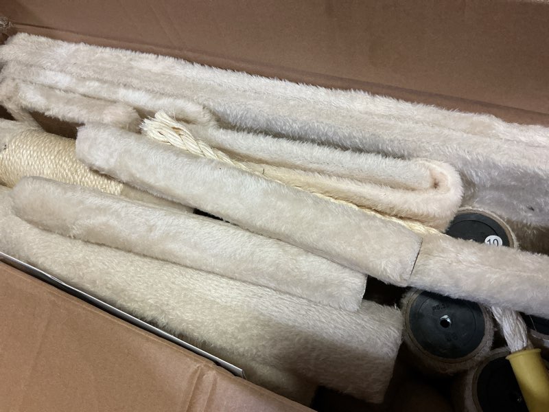 Condition photo showing Good Condition for Cat Tree Tower 63in Multi-Level Cat Tower for Indoor Cats with Sisal Scratching Posts, Condo, Hammock, Dangling Ball and Extended Platform for Cats to Play, Beige