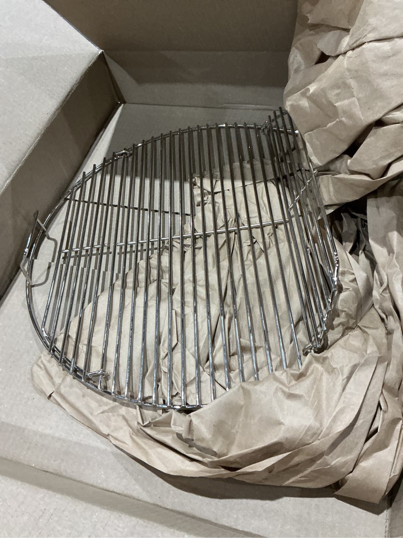 Condition photo showing Good Condition for weber hinged cooking grate – heavy?duty plated steel with flip?up sides for adding charcoal, fits 18" weber kettle grills