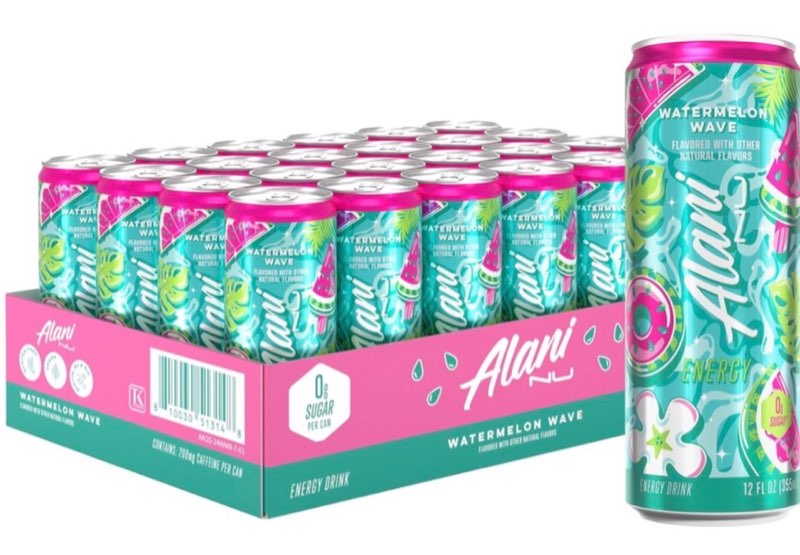 (Best by 12/28/2026) Alani Nu WATERMELON WAVE Ice Sugar Free, Low Calorie Energy Drinks | 200mg Caffeine | Antioxidants | Biotin, B Vitamins | Zero Sugar | 15 Calories or Less | 12 Oz Cans | 24 Count