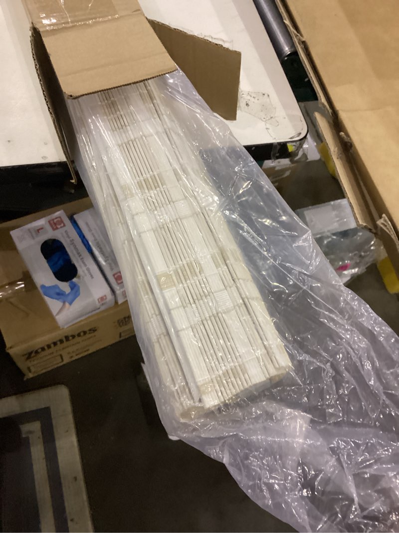 Condition photo showing New/Like New for LazBlinds No Tools No Drill Cordless Bamboo Roman Shades, Light Filtering Window Treatment, Roll Up Bamboo Blinds for Window 29'' W x 64'' H, Whitewash B Whitewash B 29'' W x 64'' H