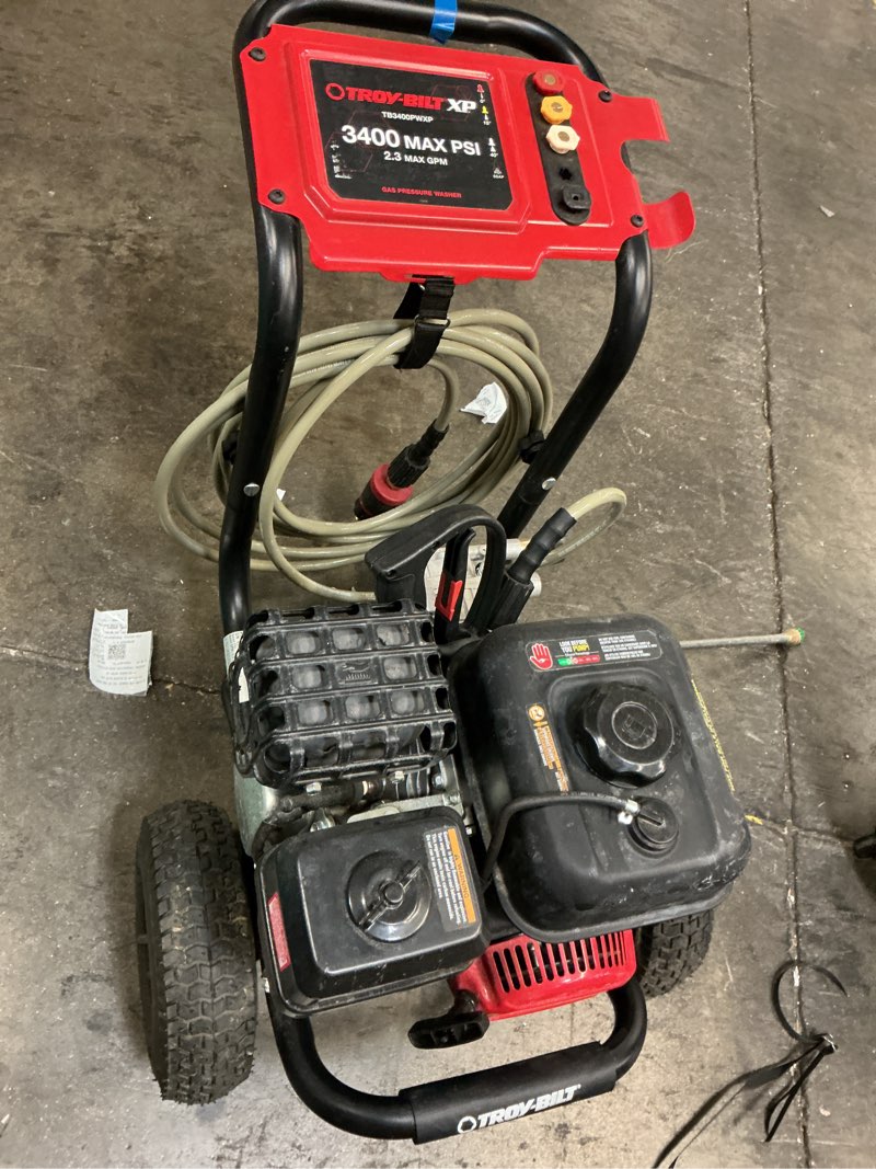 Condition photo showing As Is for troy-bilt 3400 psi 2.3 gpm gas pressure washer