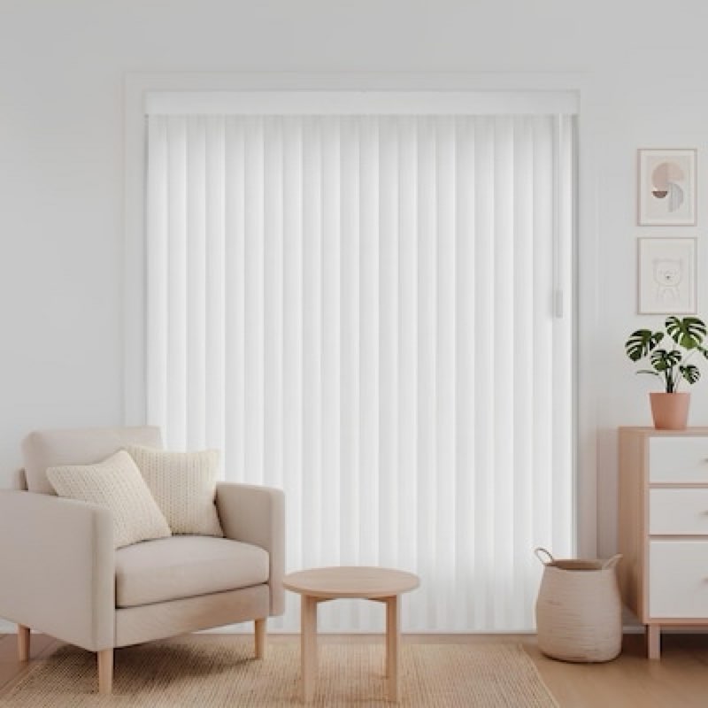 Project Source Room darkening vertical 3.5-in Slat Width 104-in x 84-in Cordless White Vinyl Room
