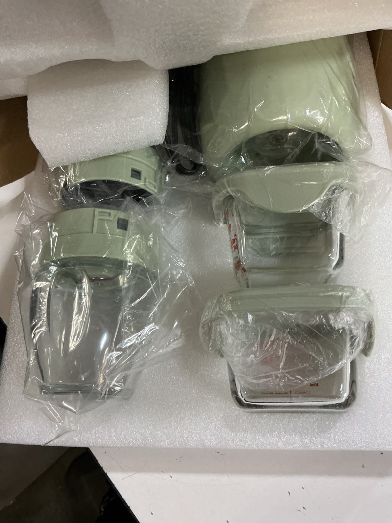 Condition photo showing New/Like New for bubble blender, baby food maker & puree blender with 2 borosilicate glass cups, compact baby bullet for smoothies, hands-free one-touch, 200w motor, sage