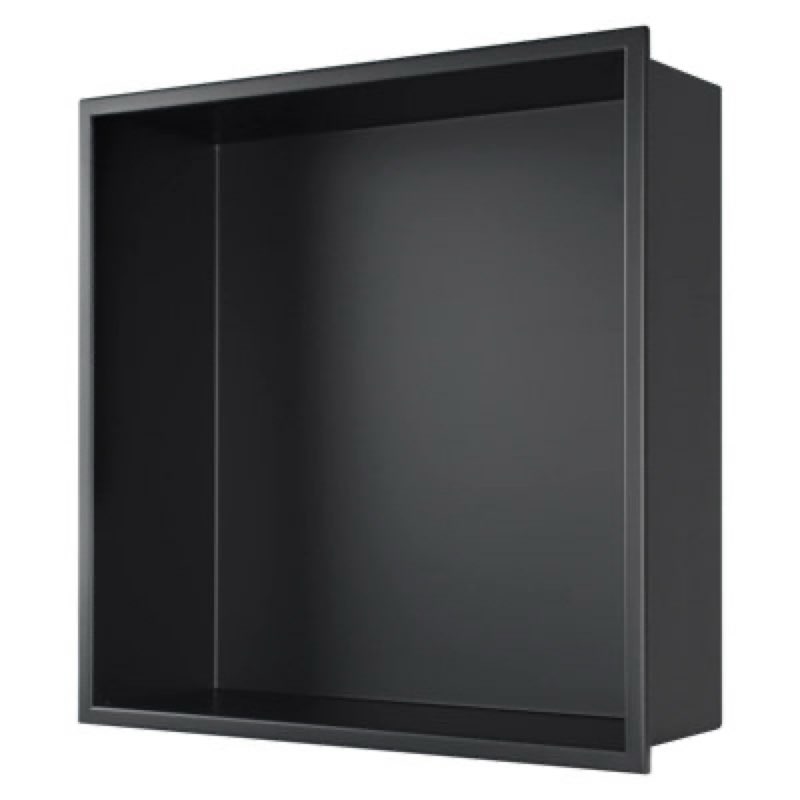 Elefloom Matte Black Stainless Steel Square Shower Niche 12Ã—12 Inch for Bathroom