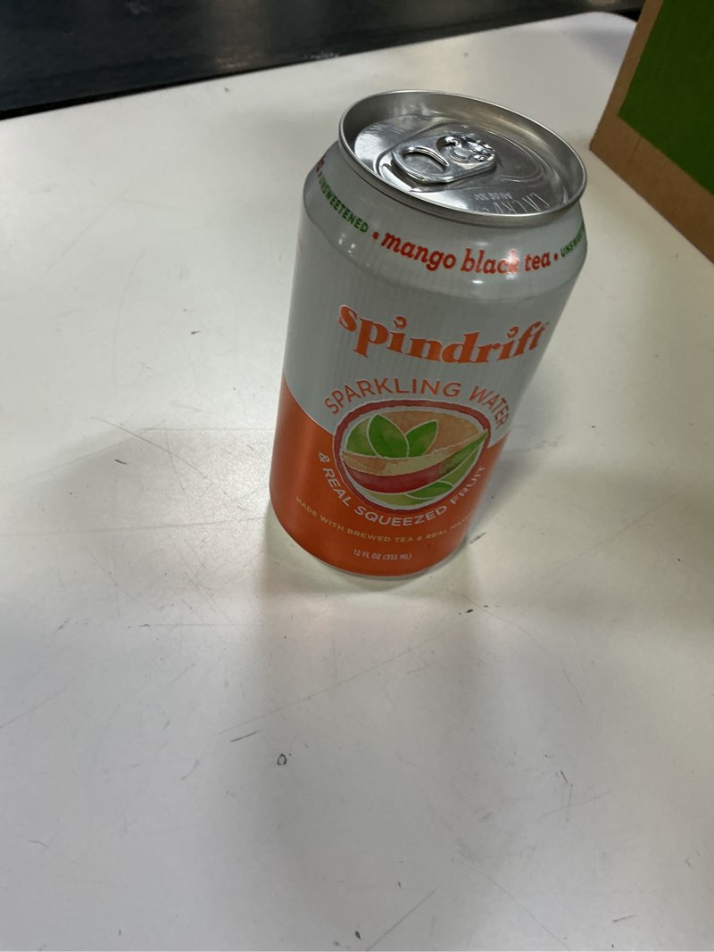Condition photo showing As Is for (Best by :10/12 /2025)Spindrift® Mango Black Tea Sparkling Water Cans 8 pk / 12 fl oz UPC: 0085001714238