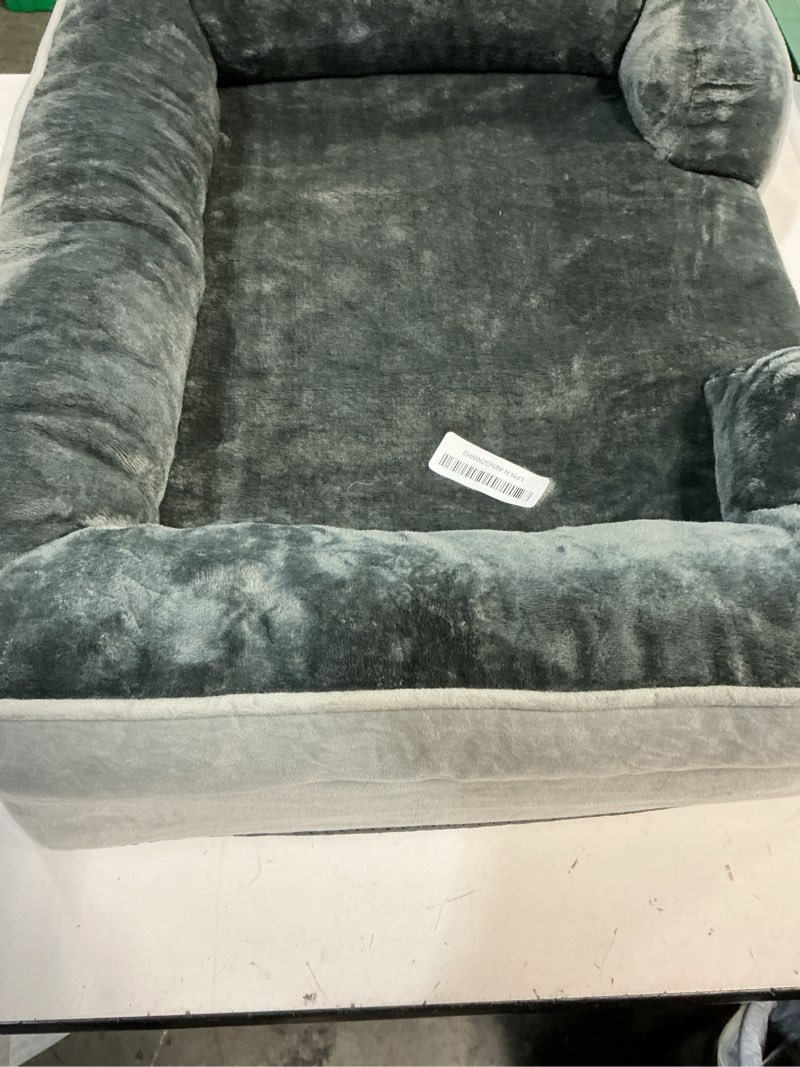 Condition photo showing Good Condition for Orthopedic Dog Bed with Sides - Dog Sofa Beds for Small Dogs, Supportive Foam Pet Couch Bed with Washable Removable Cover, Waterproof Lining and Non-Slip Bottom, Grey - S 24.0"L x 18.0"W x 6.0"Th Grey