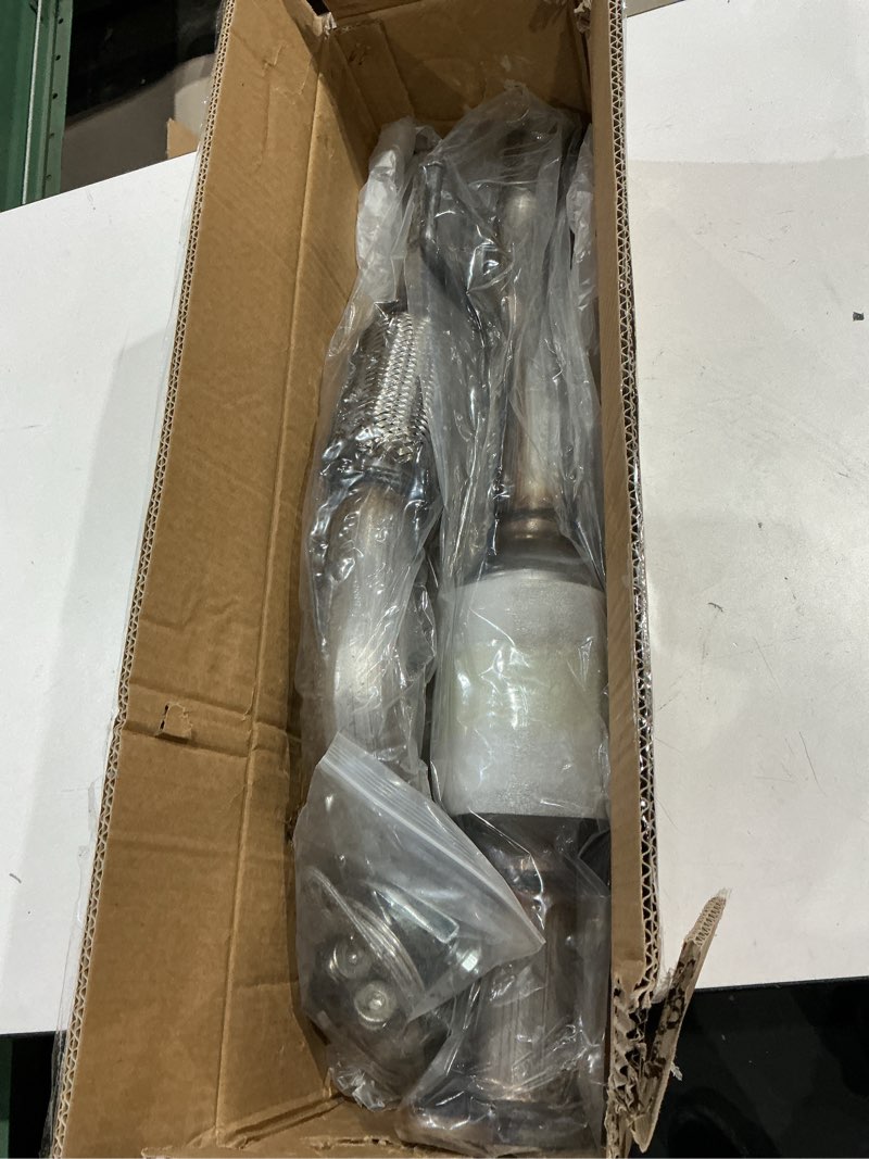 Condition photo showing As Is for rear catalytic converter compatible with 2002 2003 2004 2005 2006 camry 2.4l & 2002 2003 2004 2005 2006 solara 2.4l, not fit xle model, direct-fit (epa compliant) 02-06 camry solara rear catalytic 2.4l