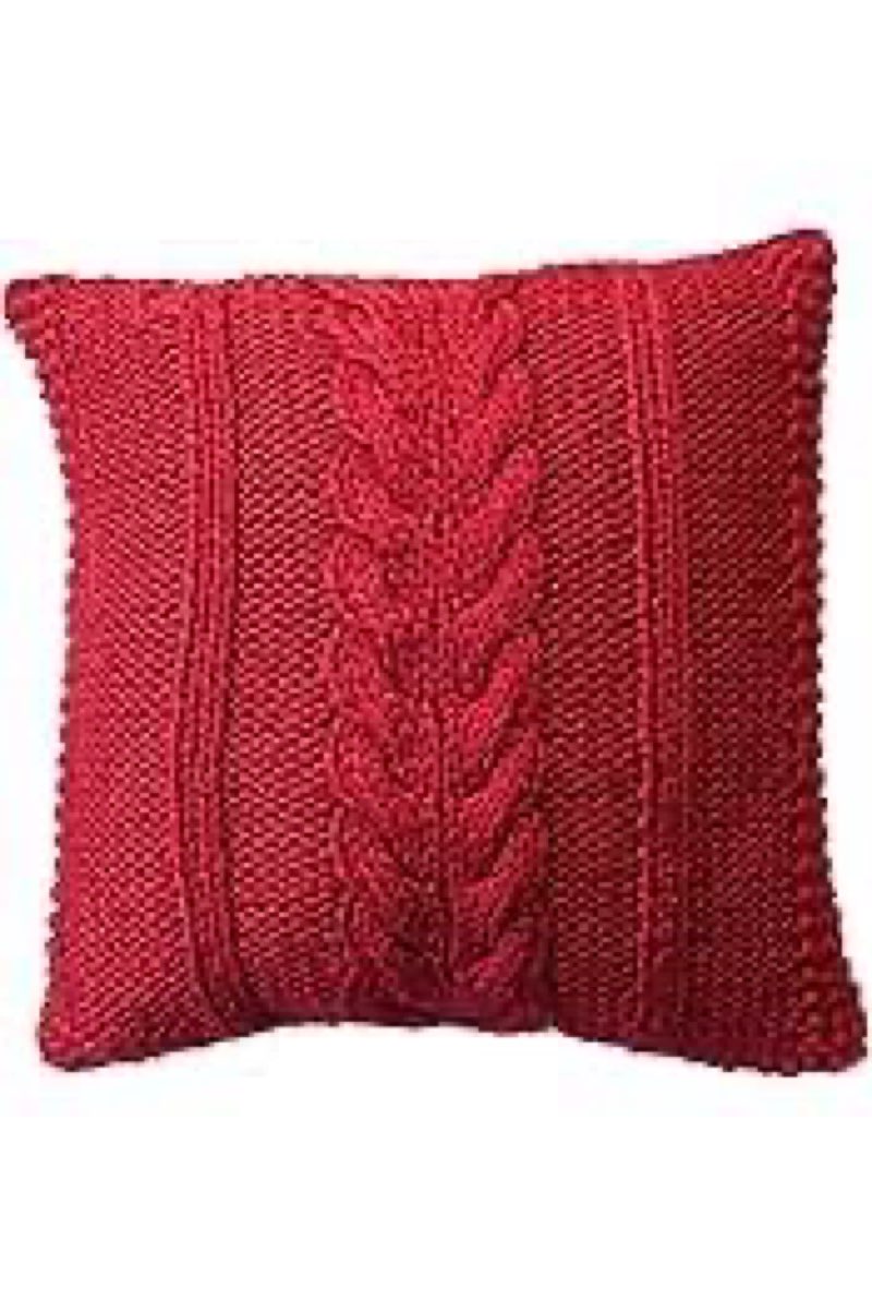 Creative Co-Op Square Hand-Woven Acrylic and Cotton Slub Cable Knit Pillow, Red