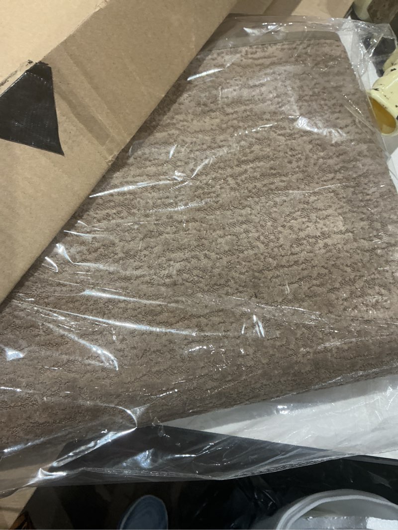 Condition photo showing Good Condition for washable corner kitchen mat, l shape rug for island table, super absorption velvet rugs for floor, skid free right/left corner rug for door, bathroom,living room (camel right-l, 4'7''x6'7''x1'10'') camel right-l 4'7" x 6'7" (l-shaped)