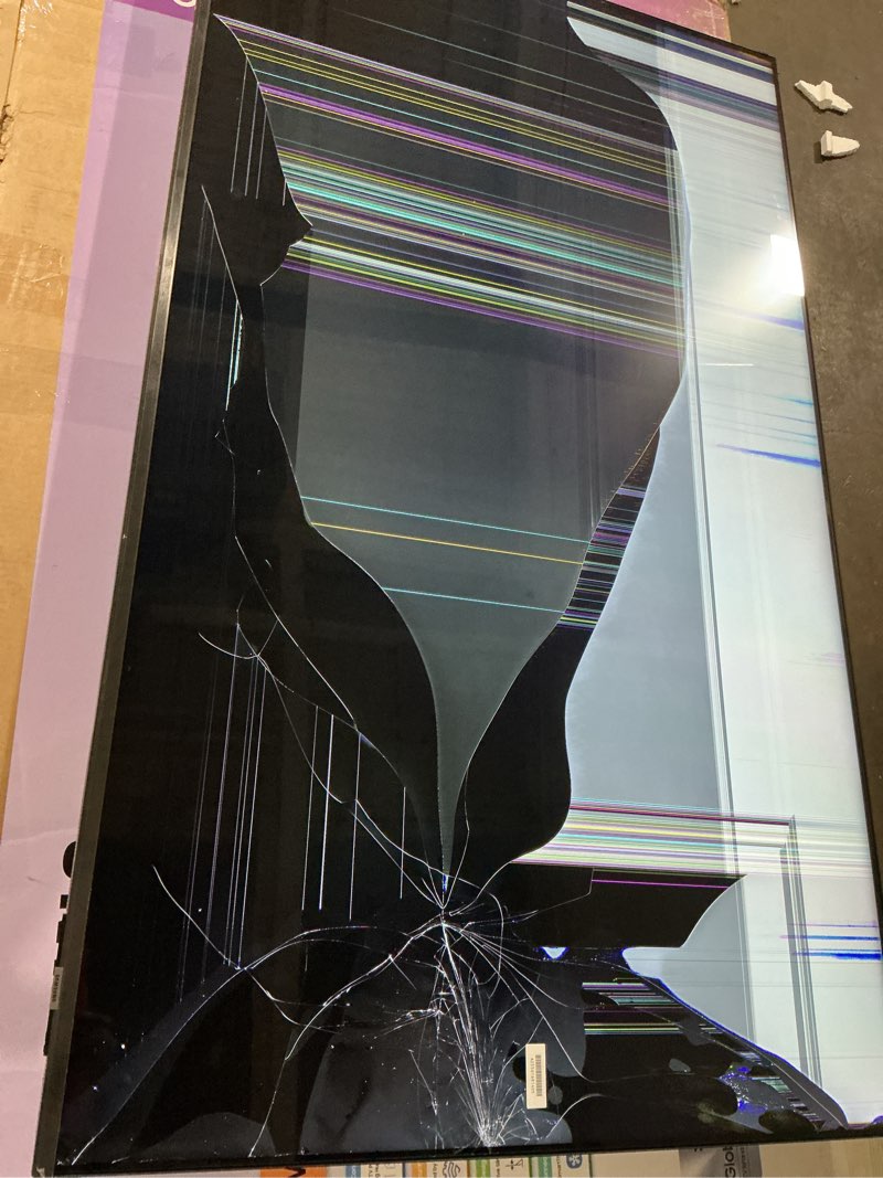 Condition photo showing As Is for screen damaged samsung 58-inch class crystal uhd u8000f 4k smart tv (2025 model) endless free content, crystal processor 4k, metalstream design, knox security, alexa built-in