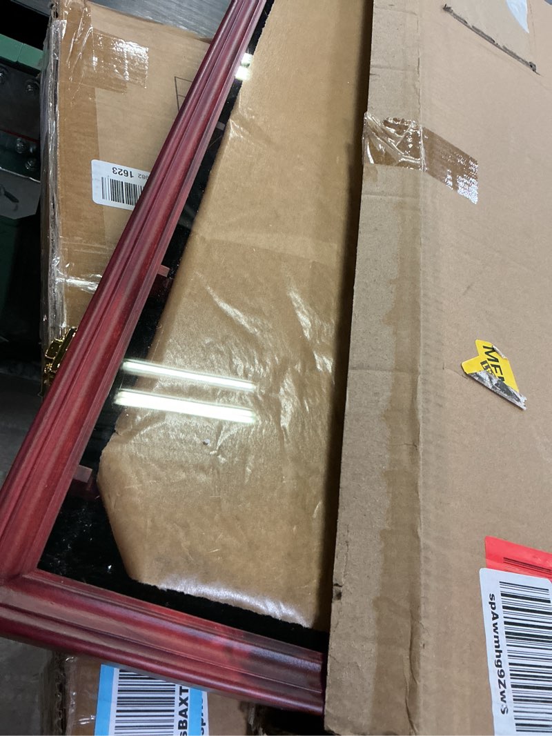 Condition photo showing As Is for COMSREV 60 Souvenir Tea Spoon Display Case Collection Collector Rack Wall Mount Wooden w/98% UV Acrylic Door Lockable(60 Spoons-Cherry)