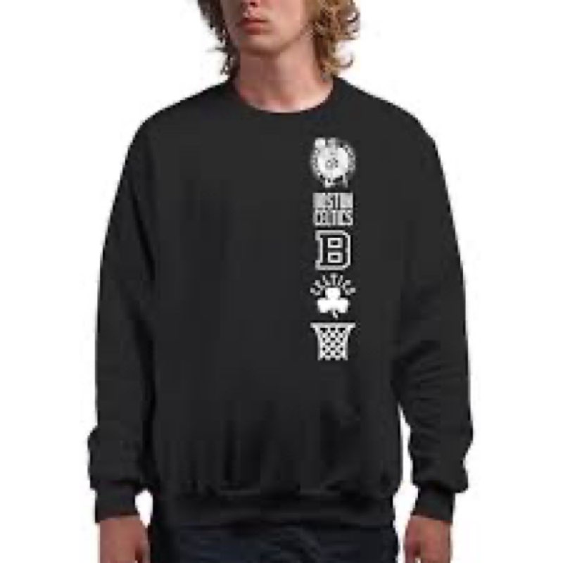 Junk Food NBA - Stacked Logo - Officially Licensed Adult Pullover Fleece Crew Neck for Men and Women Boston Celtics X-Large Black