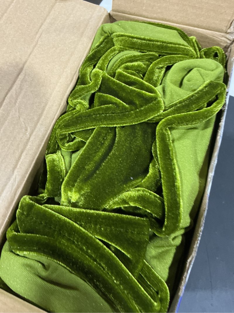 Condition photo showing Good Condition for MIULEE Velvet Table Cloth with Decorative Ruffle Edge Luxurious Soft Spring Washable Rectangular Tablecloth Thick Wrinkle-Resistant Oblong Table Cover for Kitchen Dining 60x102 Inch Olive Green 102" x 60" (Rectangular) Olive Green