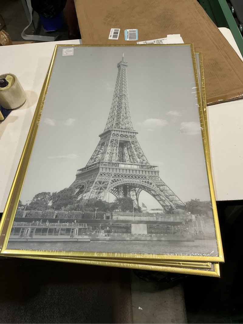 Condition photo showing New/Like New for upsimples 16x24 picture frame gold 3 pack, scratch-proof poster frames 16 x 24 for photo gallery - slide-in strips, horizontal or vertical wall mounting gold 16x24