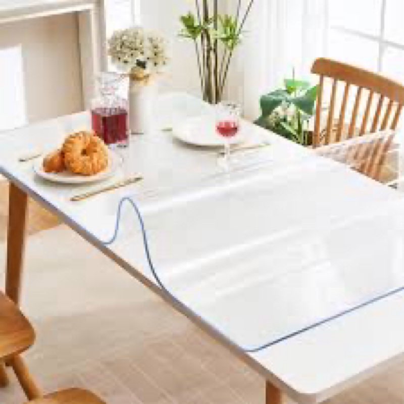 PVC Table Cover Protector Clear Plastic Dining Room Tablecloth Desk Pad Mat Sqaure 24x24 Wooden Furn