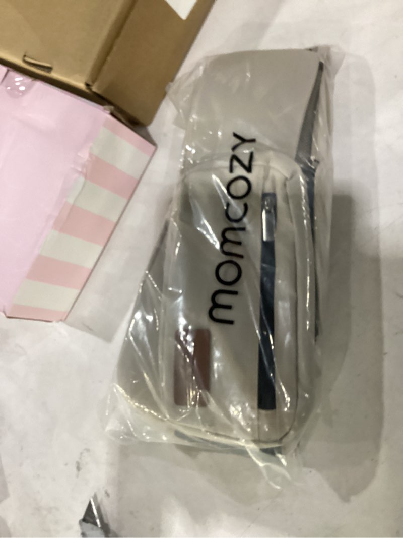 Condition photo showing New/Like New for momcozy universal stroller organizer with insulated cup holder | detachable phone bag and shoulder strap, fits for uppababy, baby jogger, britax, bob, umbrella, and pet strollers
