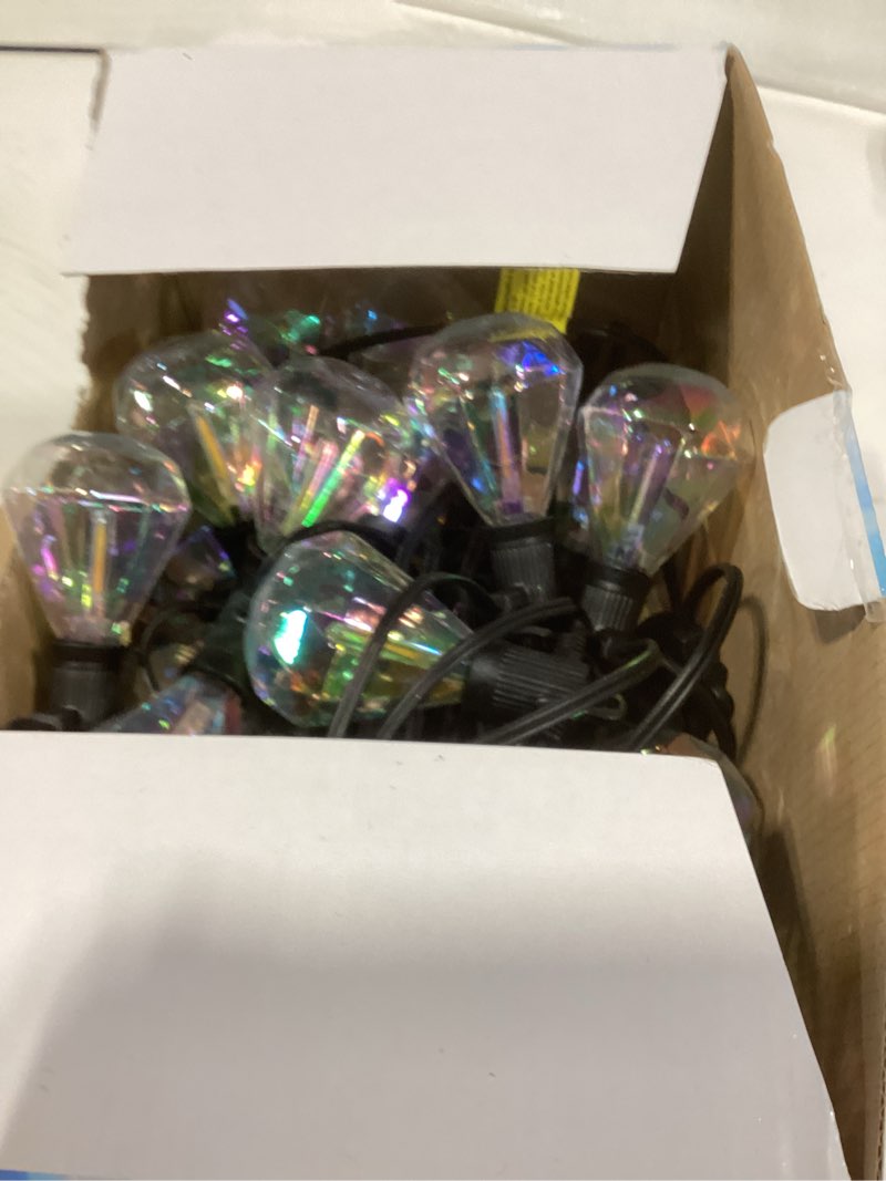 Condition photo showing Good Condition for Kawaya Outdoor String Lights 97 FT LED Patio with 48+1 Shatterproof Unique Diamond Edison Bulbs 2700K Dimmable IP65 Waterproof for Yard Porch Deck Balcony Bistro Cafe Diamond Edison - 97FT - 48 Bulbs