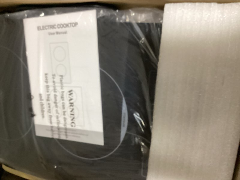 Condition photo showing As Is for advwin 2 burner electric cooktop,110v electric cooktop 1800w with knob control,12 inch countertop & built-in with child safety lock, timer, 9 power levels and over-temperature protection