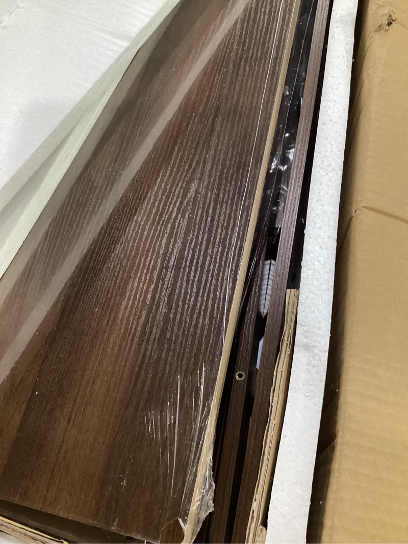 Condition photo showing Good Condition for (missing accessories)tvu 6-tier wooden bookshelf, 76 inch tall bookshelf with storage, floor standing modern style display bookcase for living room, office, study room, entryway, brown brown 6 tier