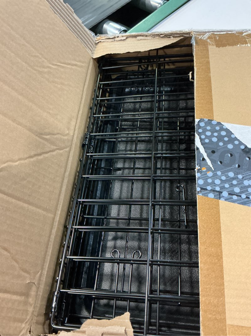 Condition photo showing Good Condition for amazon basics durable, foldable metal wire dog crate with tray, single door, 18 x 12.4 x 15 in, black 18.0"l x 12.4"w x 15.0"h single door no divider