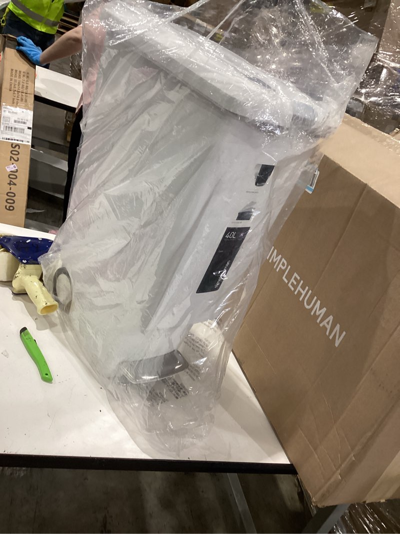 Condition photo showing Good Condition for simplehuman 40l slim plastic step trash can white plastic with soft-close locking lid