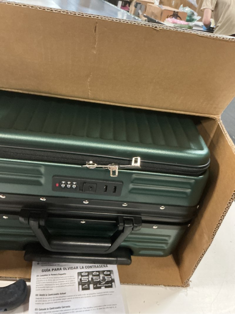 Condition photo showing Good Condition for zipperless luggage, polycarbonate aluminum hard shell, expandable carry-on suitcase with spinner wheels, hard shell suitcase, 20 inch cabin green 20 inch