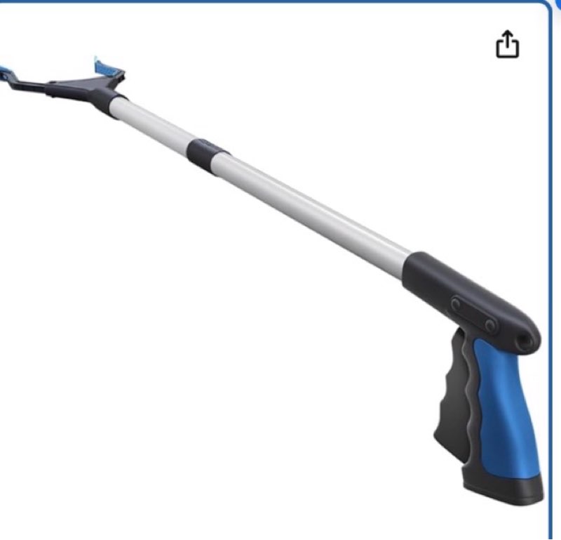 fitplus 2024 upgrade powergrip t9, grabber reacher tool, wide jaw, foldable, steel cable, with 96 grip points for firm grip, 32" with magnet