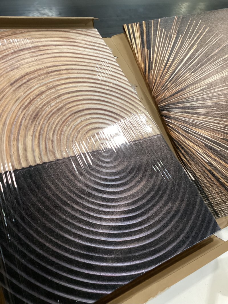 Condition photo showing Good Condition for 3pcs retro wood grain canvas wall art minimalist black gold abstract line painting pictures wall decor neutral geometric beige brown poster prints for bedroom office decoration 12x16in framed wood grain abstract canvas 16l"x12w"