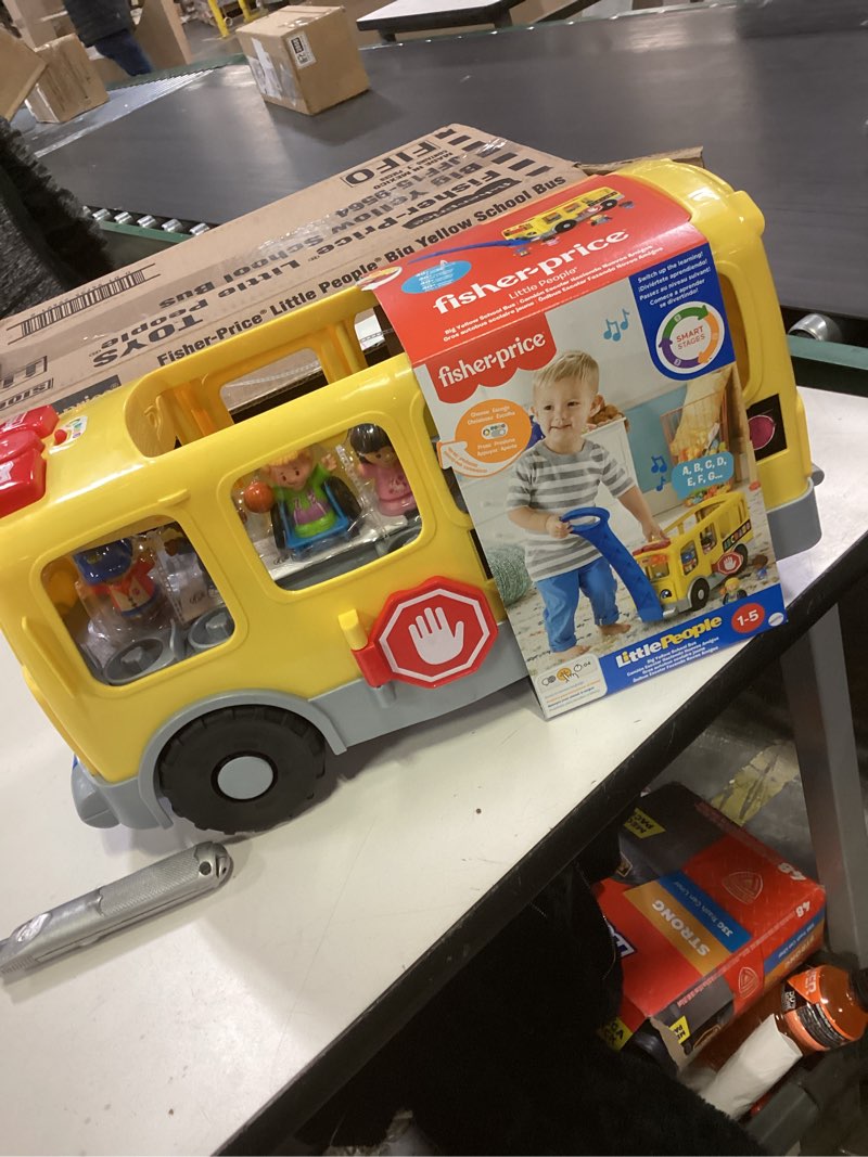 Condition photo showing New/Like New for Fisher-Price Little People Toddler Learning Toy, Big Yellow School Bus Pull-Along Vehicle & 4 Figures for Pretend Play Kids Ages 1+ Years Multilanguage