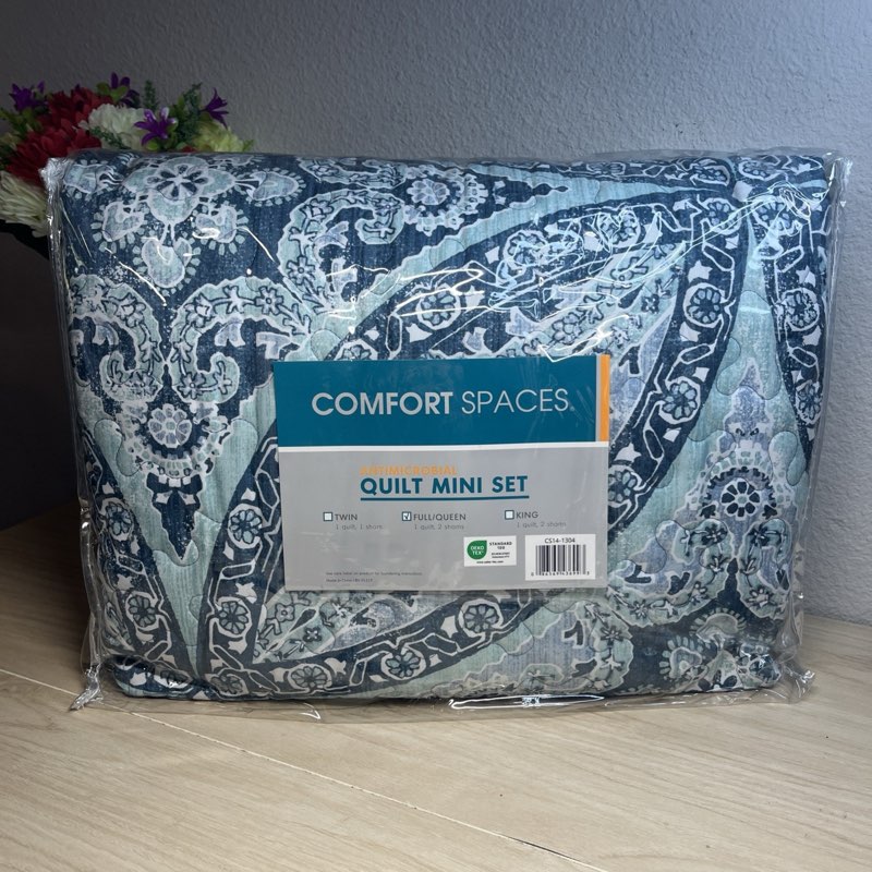 comfort spaces reversible quilt set-vermicelli stitching design all season, l...