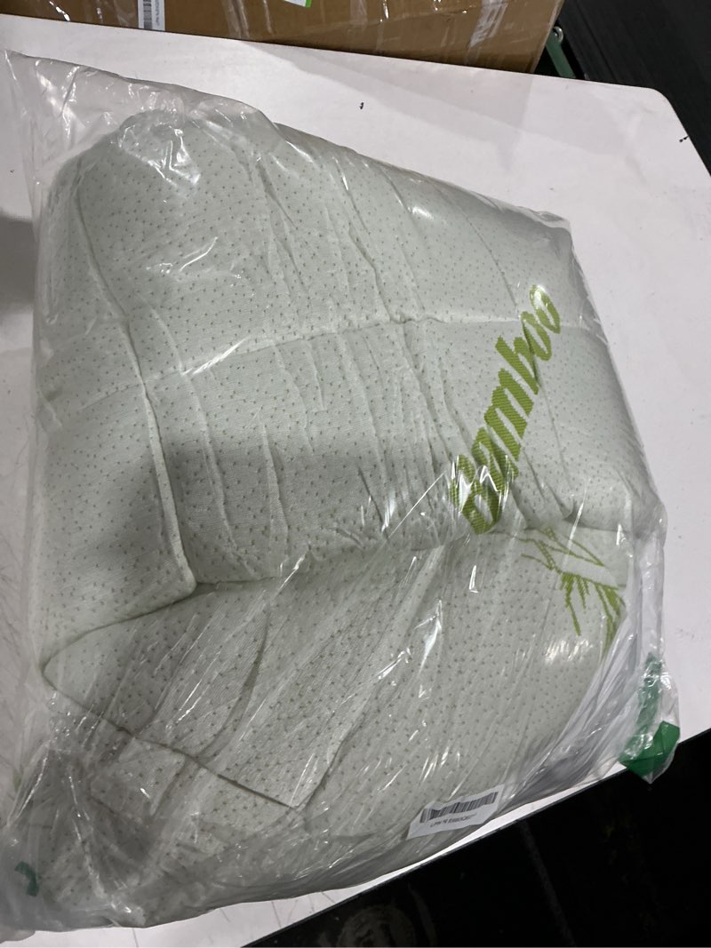 Condition photo showing As Is for mattress topper full, cooling thick breathable viscose made from bamboo, mattress pad for back pain relief, bed topper mattress cover with 8-16 inch deep pocket green full