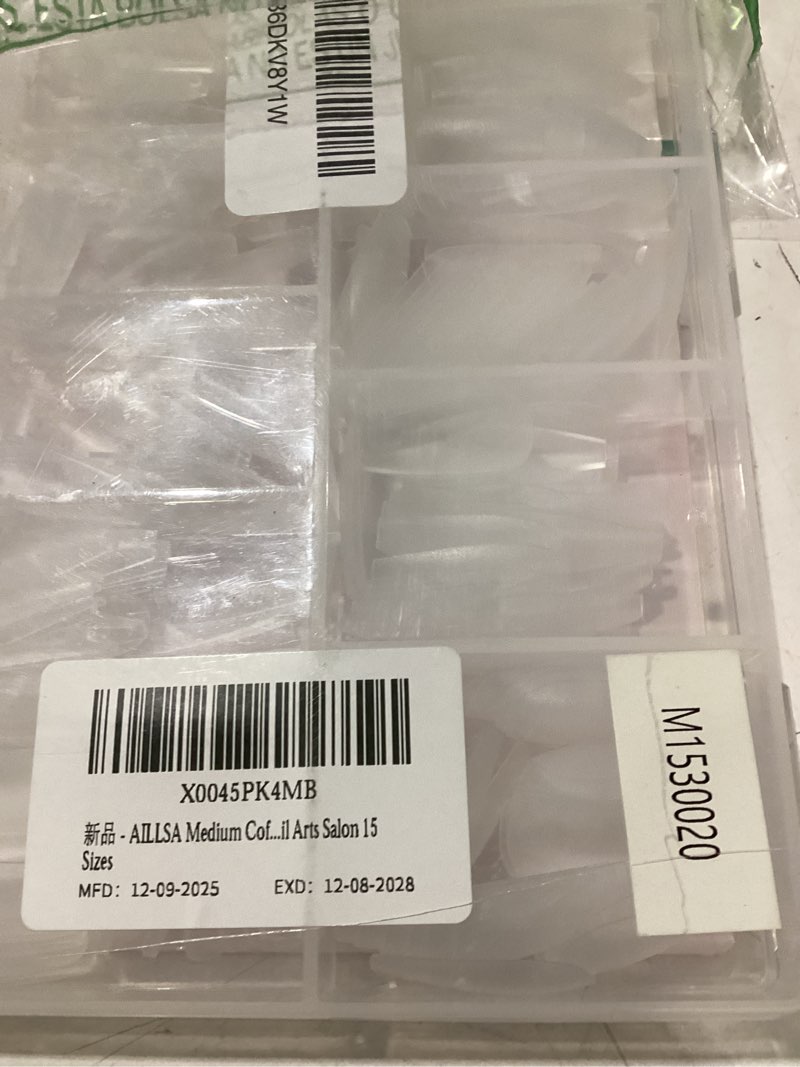 Condition photo showing New/Like New for aillsa medium coffin nail tips 450pcs full cover double-sided matte gel | stronger adhesion pre-shaped press on nail tips for home diy nail arts salon 15 sizes