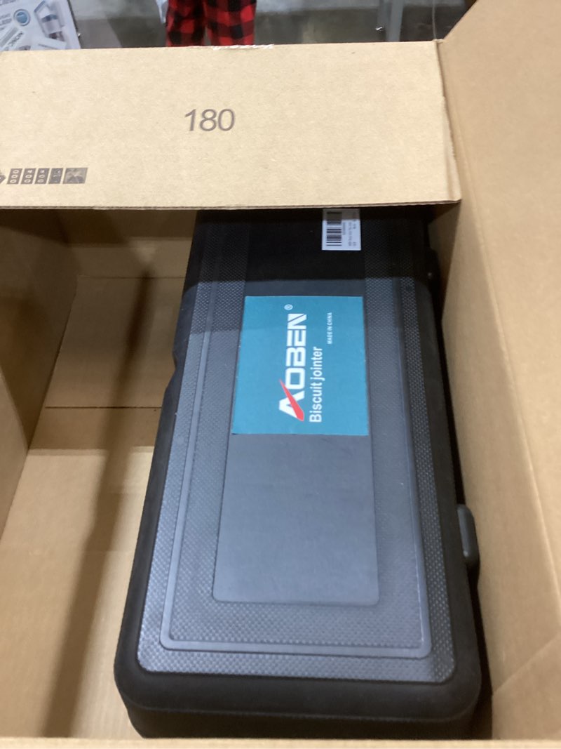 Condition photo showing As Is for AOBEN Biscuit Cutter Plate Joiner 8.5 Amp With No. 0 Wood(30 Pcs) No. 10 Wood(30 Pcs) No. 20 Wood(50 Pcs), 4" Tungsten Carbide Tipped Blade, Adjustable Angle And Dust Bag Red
