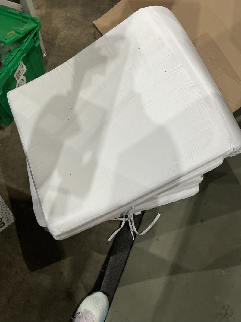 Condition photo showing As Is for emma + oliver 4 inch cooling tri-fold memory foam cot mattress in a box with supportive foam base and washable cover