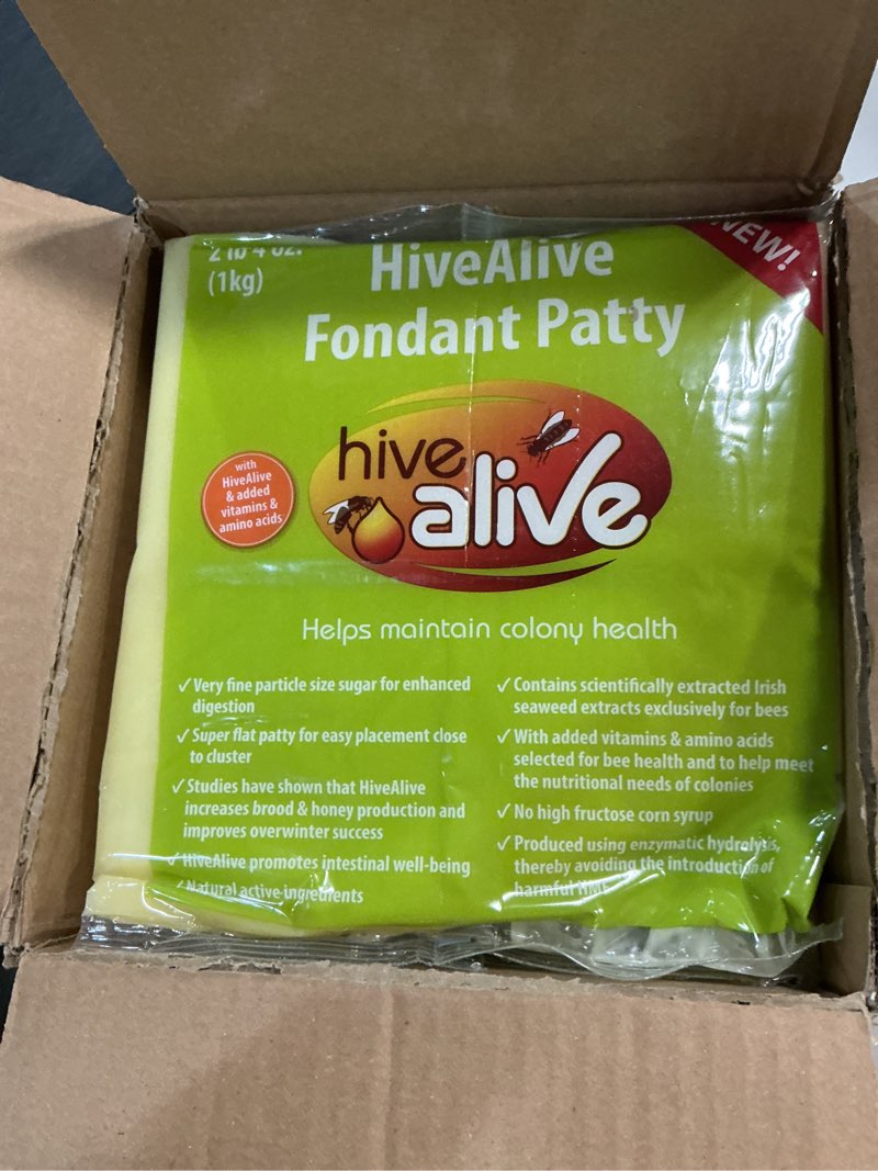 Condition photo showing New/Like New for (Exp 09-2027) Hive Alive Fondant Bee Food Supplement – Easy to Use Feed Enhancer Prevents Starvation During Overwintering – Only Fondant with Hive Alive Proven to Increase Bee Gut Health and Boost Production-15Pack