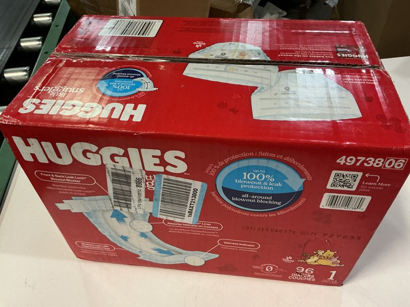 Condition photo showing New/Like New for huggies little snugglers diapers - size 1 - 96ct