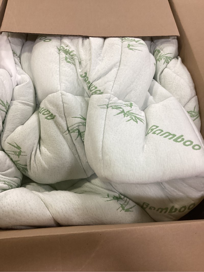 Condition photo showing As Is for Ultra Soft Queen Size Mattress Topper - Viscose Made from Bamboo Pillow Top Mattress Pad for Back Pain Relief - Naturally Cooling for Hot Sleepers, Green