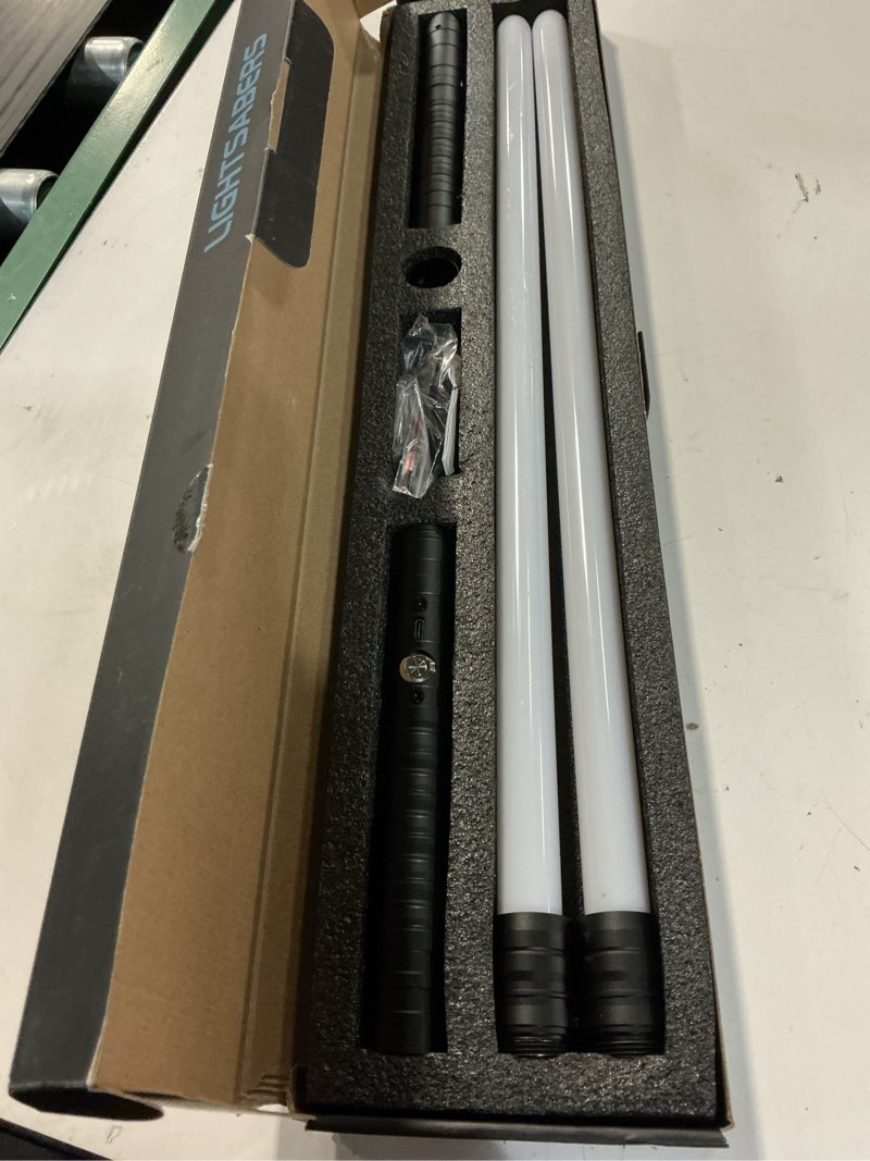 Condition photo showing Good Condition for 2 in 1 dueling lightsaber alloy handle light saber 15 rgb colors with 4 modes 6 sound effects usb rechargeable detachable light sabers for kids adults ideal birthday children's day halloween christmas 15 colors black