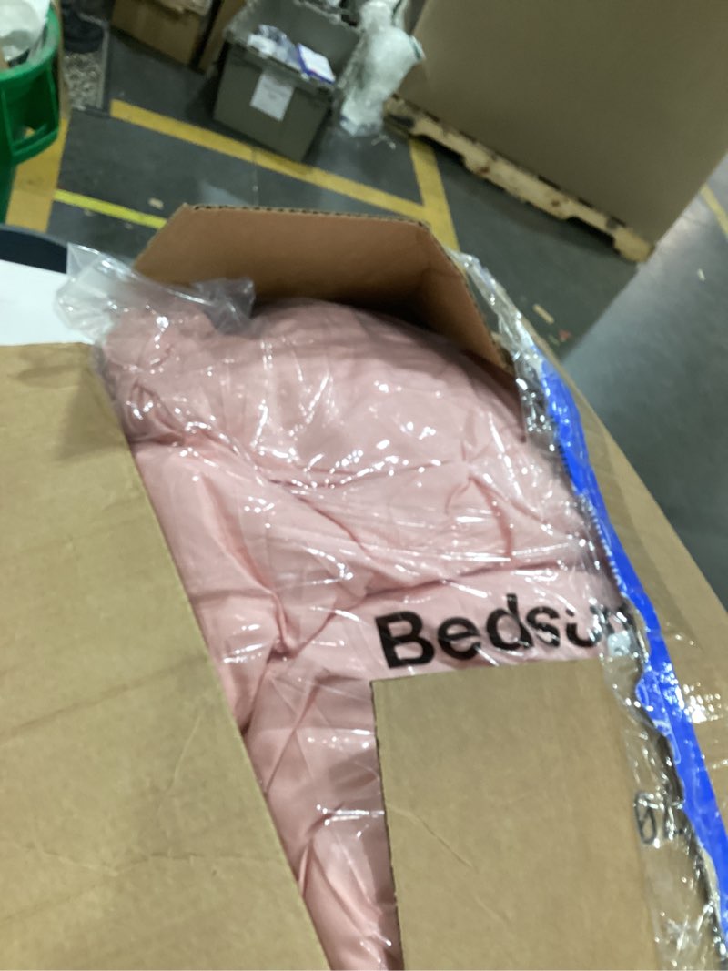 Condition photo showing Good Condition for Bedsure Full Comforter Set Pink - Bed in a Bag Full Size Bedding Set 7 Pieces, GentleSoft™ Pintuck Bed Set Gift for Family, Pinch Pleat All Season Comforter with Sheets, Pillowcases & Shams Full 18 - Pink