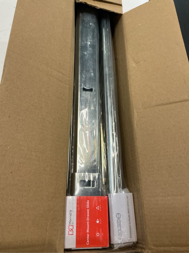 Condition photo showing Good Condition for homdiy 5 pcs 24 inch heavy duty center mount drawer slides for cabinet and dresser bottom mount drawer slides 3/4 extension glide track 24 inch 5 pack