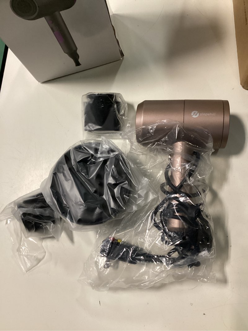 Condition photo showing Good Condition for slopehill professional ionic hair dryer, powerful 1800w fast drying low noise blow dryer with 2 concentrator nozzle 1 diffuser attachments for home salon travel (ceramic pink)