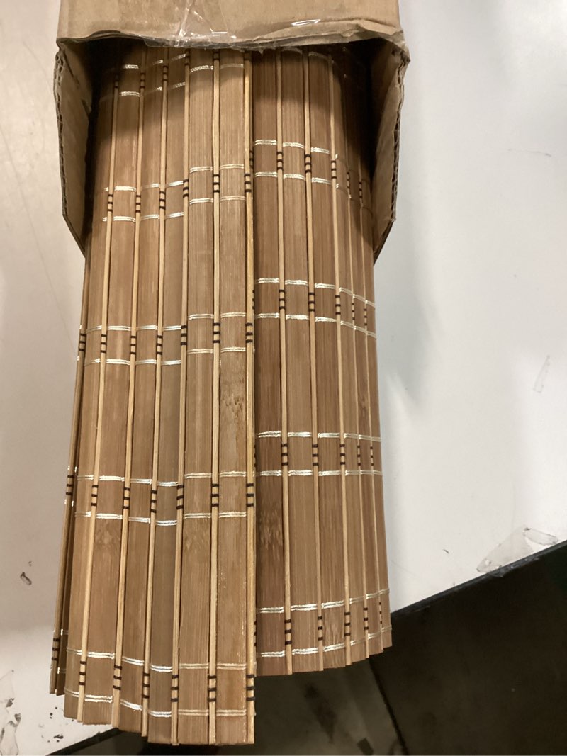 Condition photo showing Good Condition for LazBlinds No Tools No Drill Cordless Bamboo Roman Shades, Light Filtering Window Treatment, Roll Up Bamboo Blinds for Windows 23'' W x 64'' H, Brown Light Filtering-brown206 23" W x 64" H